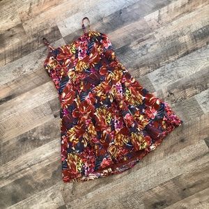 Forever 21 Orange Floral Fit and Flare Mini Dress Size Medium